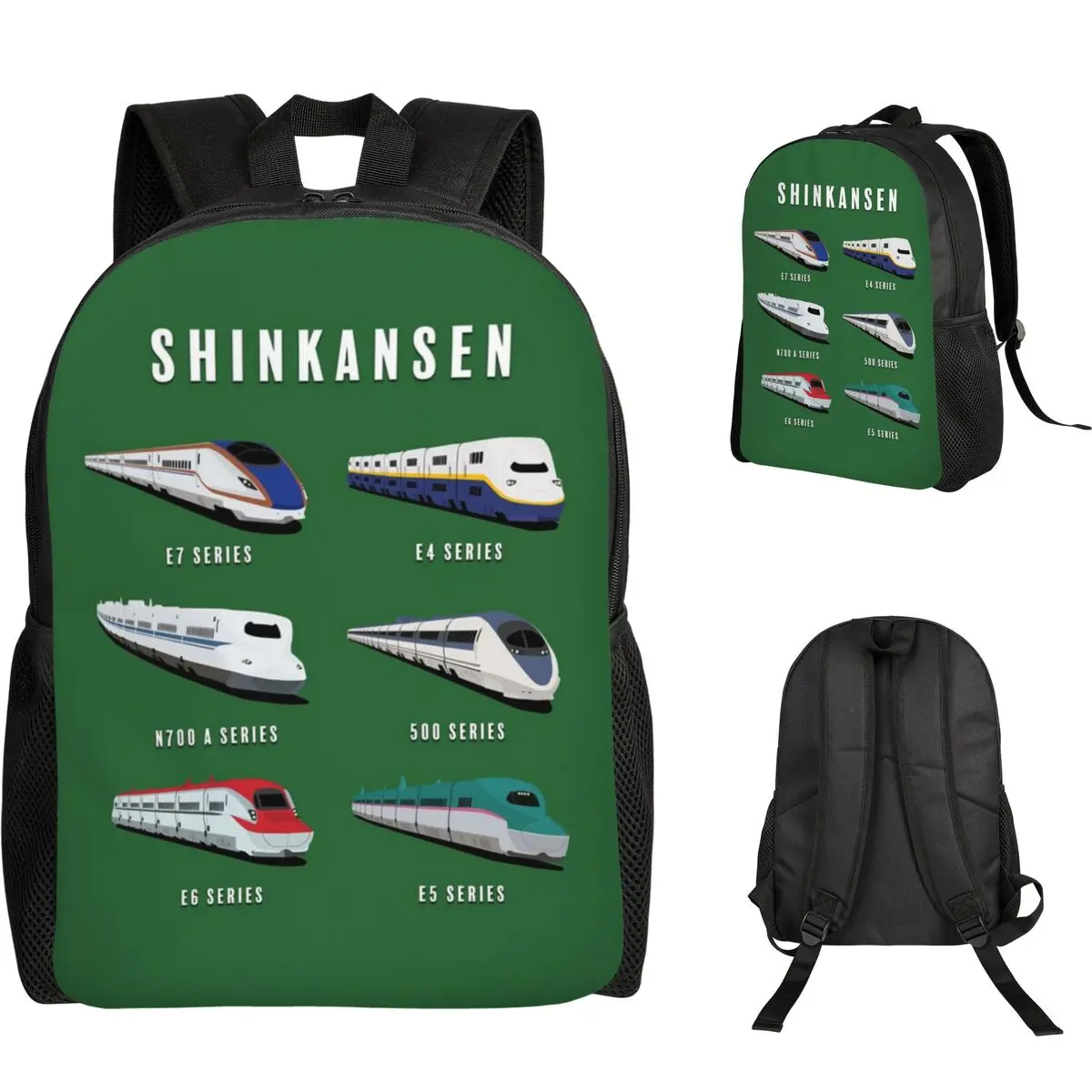 Japanese Shinkansen Bullet Trains Artwork Student Backpack School Bag Hiking Travel Daypack for Men Women Bookbag Shoulder Bags