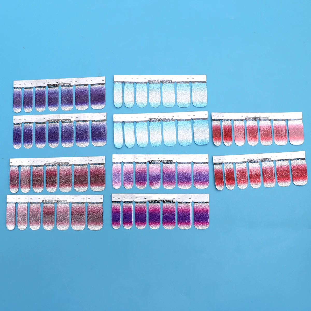 

14Pcs Gradient Color Nail Decals Glitter Powder Stickers for Women Party Holiday Event Decoration