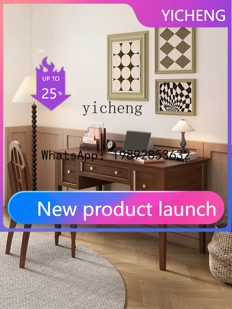 

LYY Simple Chinese Style Desk Solid Wood Walnut Furniture Office Computer Desk