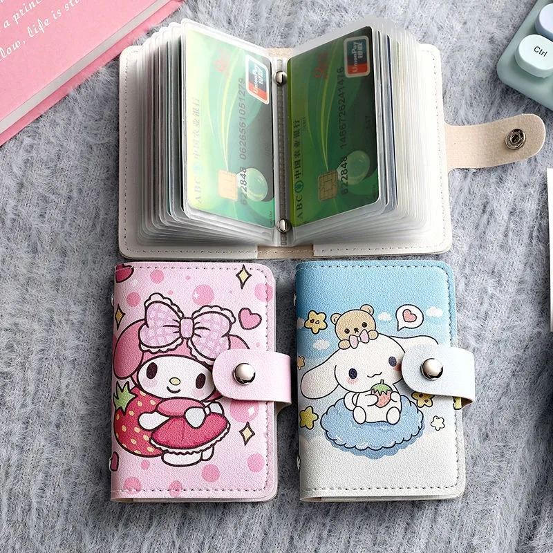 Cartoon Sanrio Kuromi przenośny torba na karty Cinnamoroll moja melodia dziewczynka duża pojemność 22 pozycji karty identyfikator karta pamięci