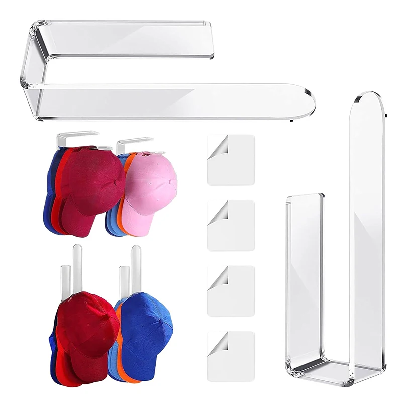 Baseball Cap Holder Wall Mounted Hat Organizer Hooks L-Shaped Design Multipurpose Easy Installation Acrylic Hat Racks