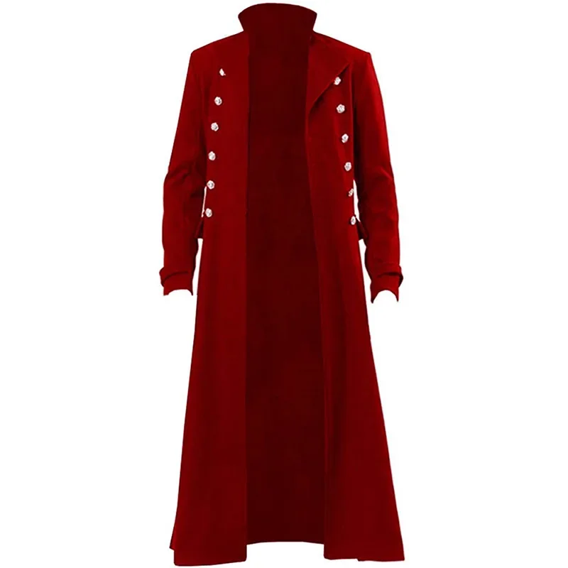 Trench Coat gótico medieval de comprimento médio masculino, retrô