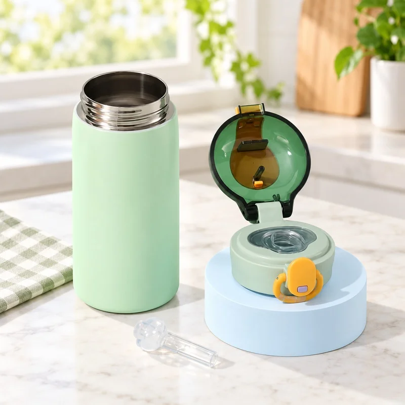 Premium Kids Stainless Steel Straw Thermos Mug 320/460ML, Portable Insulated Water Bottle for School & Outdoor Use