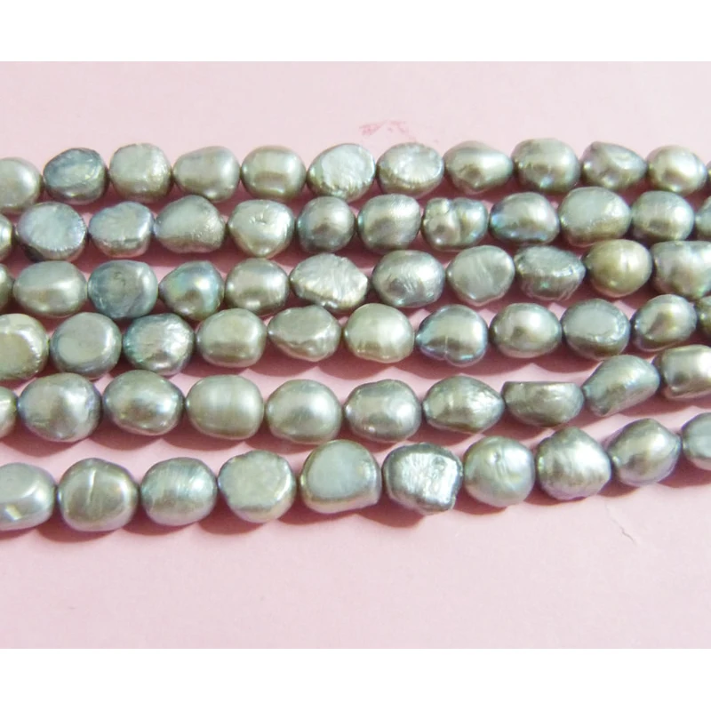 gray  4PCS AAA  6-7MM rice Baroque freshwater pearls loose beads 15 