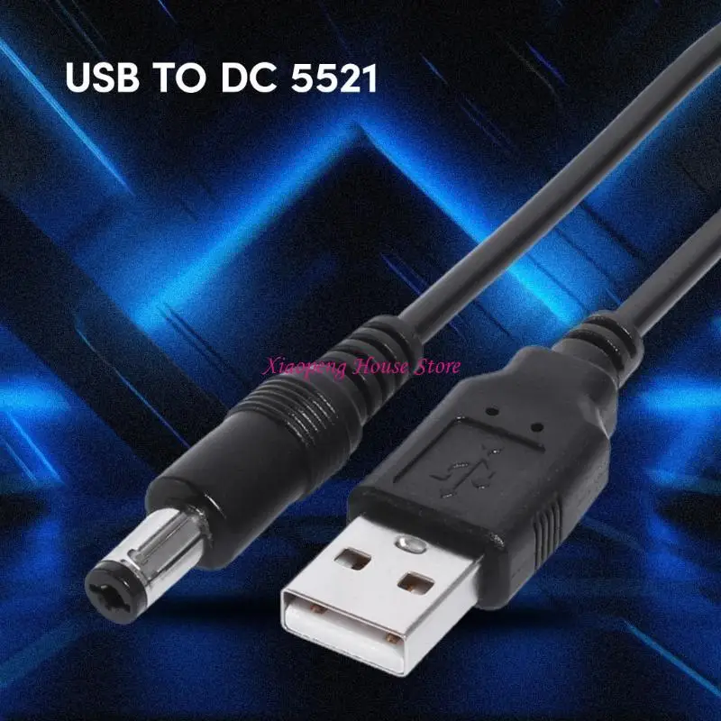 편리한 1M USB ~ DC5.5 x 2.1mm 충전 코드 하드 드라이브 인클로저, 미니 어항 및 책상 램프 77JC와 호환됩니다.