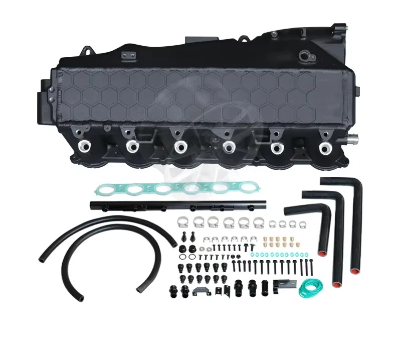Black ALL CAST INTAKE MANIFOLD for Gen 2 B58 Charge air Cooler Intake for BMW M340i B58 G20 G29 Supra A90 3.0T 2020+ Hexagonal C