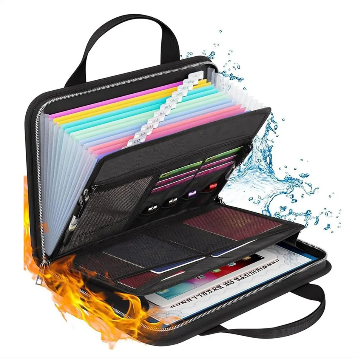 【Best Seller】Accordion File Organizer, Waterproof Fireproof 14.6x10.2in File Organizer with 12 Folder for Academic, Business