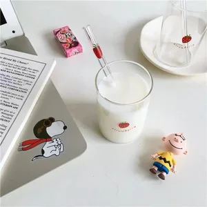 300 مل كوب زجاجي رقيق من الفراولة بدون قش كوب ماء شفاف إبداعي زجاج مقاوم للحرارة من حليب الطالب نانا أفضل 8 كأس نانا مبيعا - رقم 6