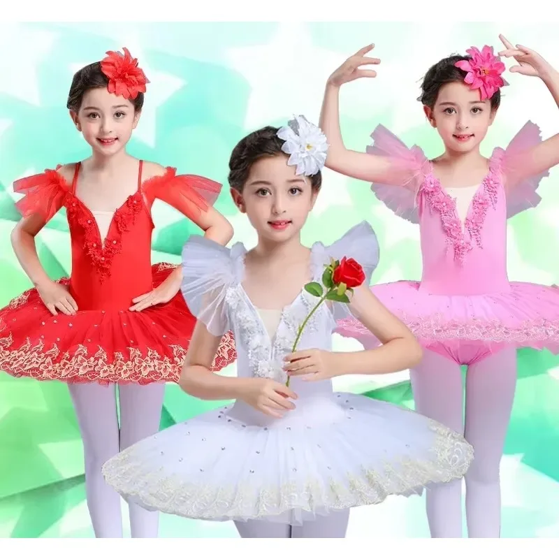 

white professional ballerina ballet tutu for child children kids girls pancake tutu dance costumes ballet dress kids girls