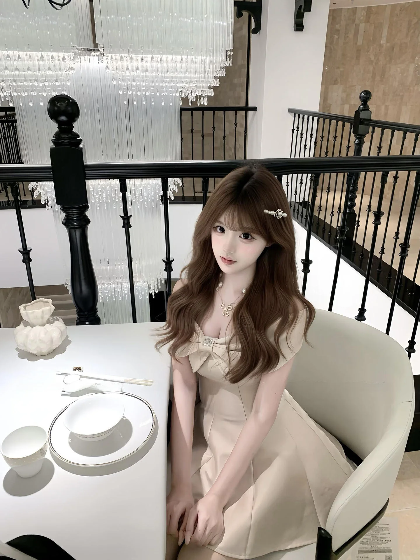 

Summer 2026 Gentle Breeze Knot Waist Cinched Dress Women's Small Size Lace Trim A-Line Skirt Elegant Lady Style
