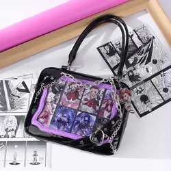 JIAERDI Chains Lolita Jk Transparent Gothic Harajuku Fashion Handbag Y2k Black Shoulder Bag Womens Large Capacity Tote Bag Lady