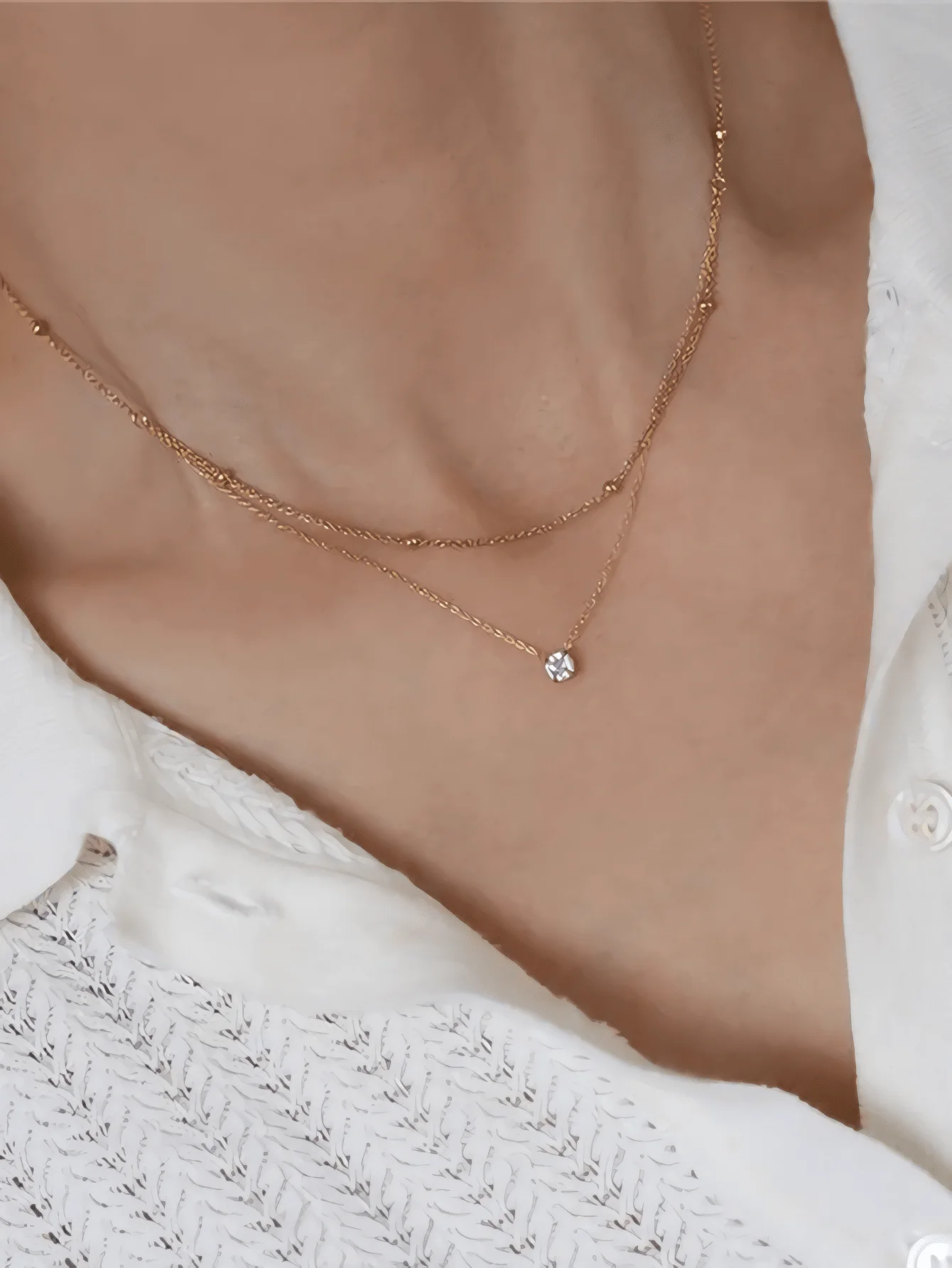 1 قطعة طبقة مزدوجة حجر الراين سلسلة قلادة الفولاذ المقاوم للصدأ المرأة الحد الأدنى مجوهرات للاستخدام اليومي والمناسبات الرسمية هدية #1