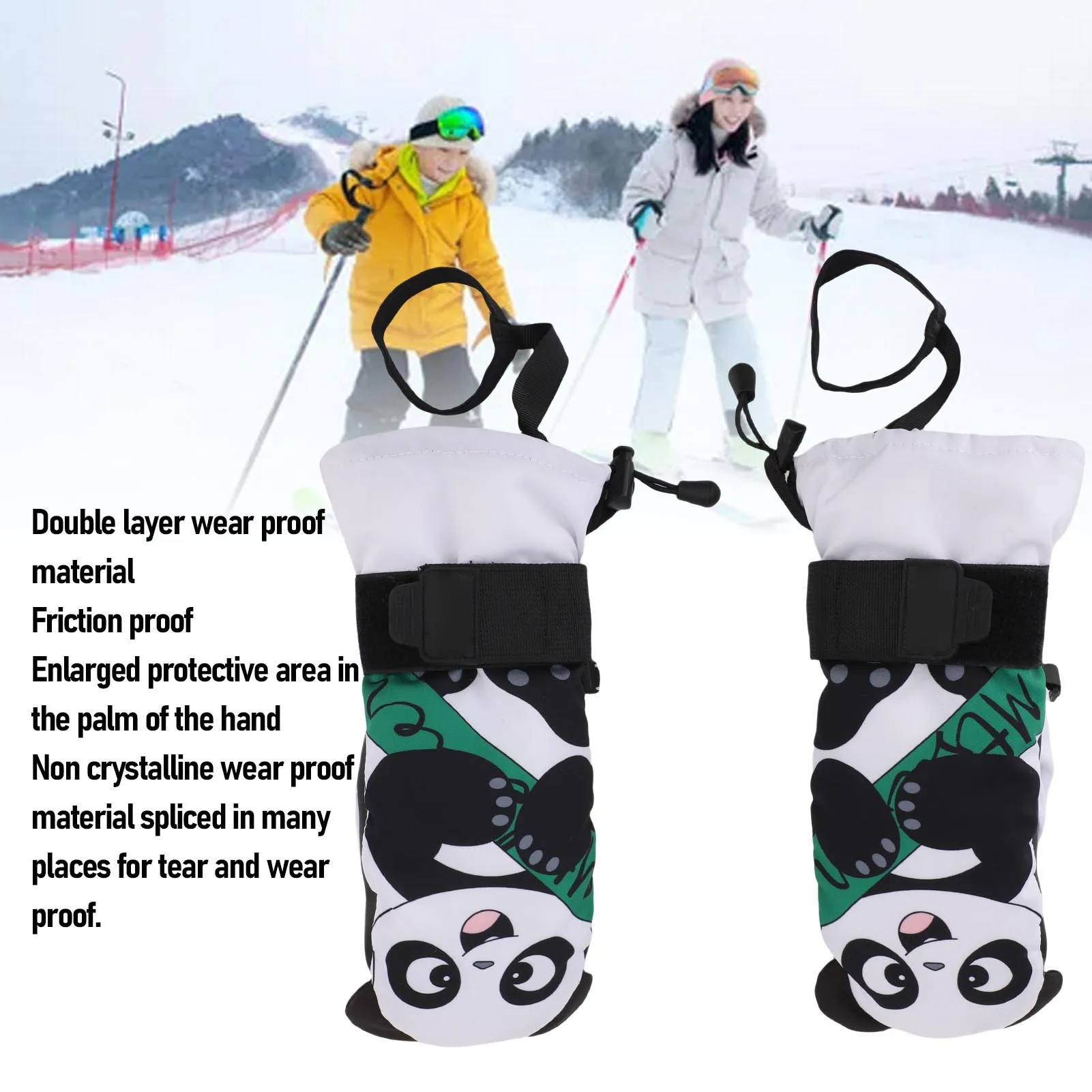 Guantes de Snowboard a prueba de viento, 1 par de guantes de esquí para jóvenes, manoplas antideslizantes para nieve, guantes de Snowboard cálidos a prueba de abrasión y lluvia