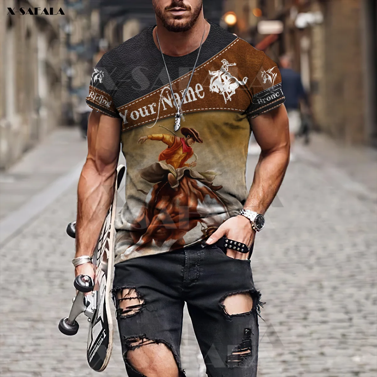 

Horse Rodeo Bronc Riding 3D Print T-Shirts Tops Tees Short Sleeve Casual High Quality Milk Fiber Better Than Cotton 2022 Fashion