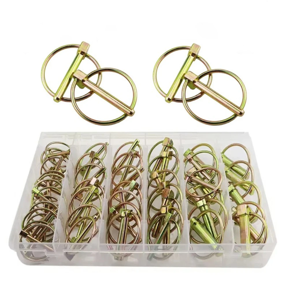 

50pcs O-shape Lynch Pin Heavy Duty Steel Coupler Latch Ring Clip Round Arch Towing Hitch Hook Boat Spring Safety Locating Pin