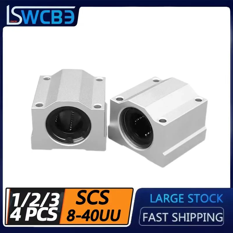 1/2/3/4 PCS Box Type Slider Linear Sliding Bearing Seat Optical Axis Guide Rail Sliding Seat SCS8-40UU