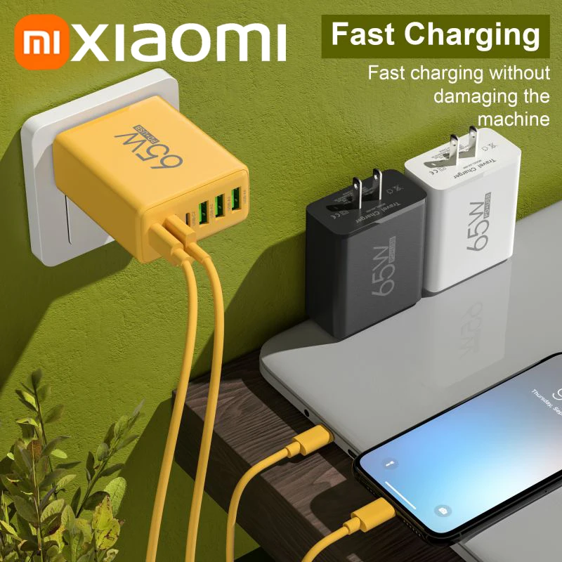 XIAOMI 65W PD3.0 Quick Charging 6-in-1 Fast Wall Charger 4-USB 2-Type-c interface For iPhone Samsung Xiaomi Huawei Oppo