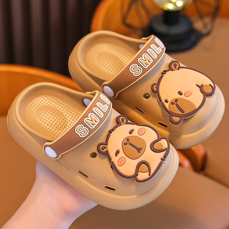 

New Summer Cute Cartoon Capibala Closed-toe Sandals Aged 3-7 Children's Non-Slip Slippers Boys Girls Outdoors Kids Garden Shoes
