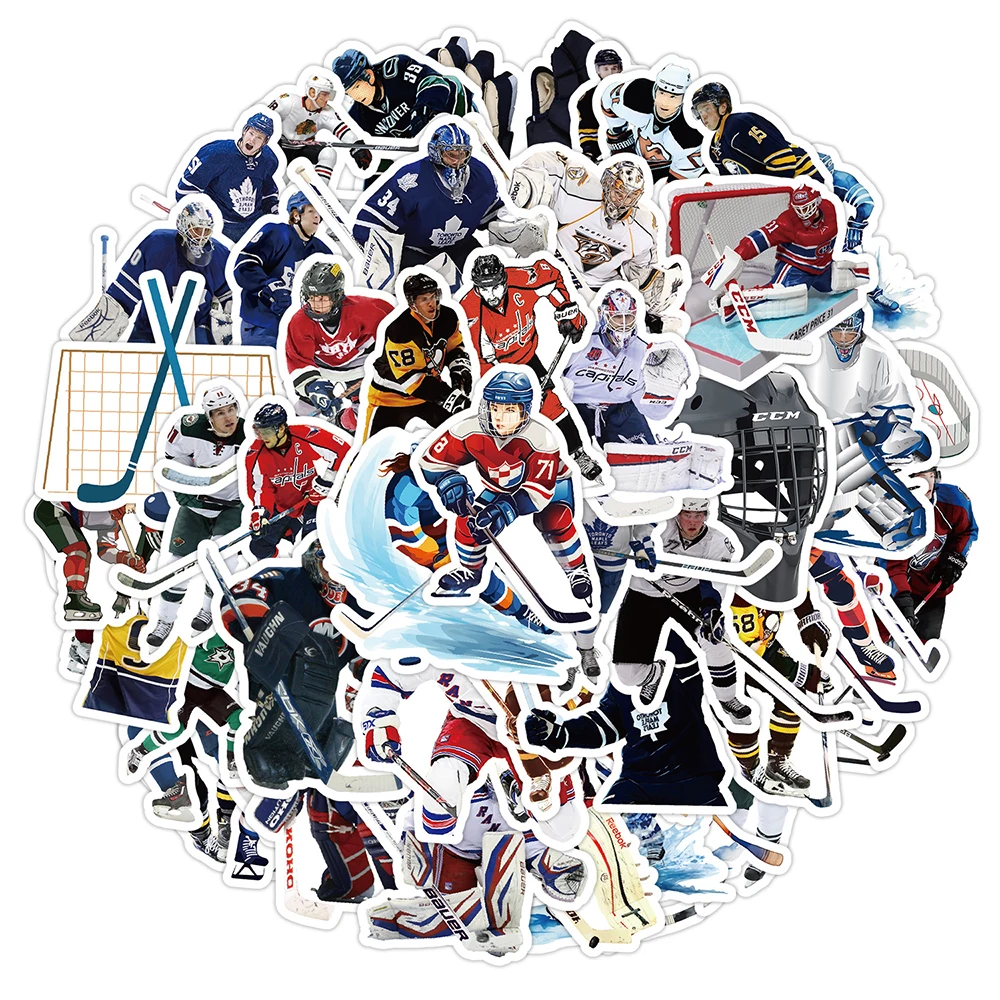 50pcs Cartoon Style Stimulating Hockey Sports Series Graffiti Stickers Suitable For Helmet Desktop Wall Decoration DIY Stickers