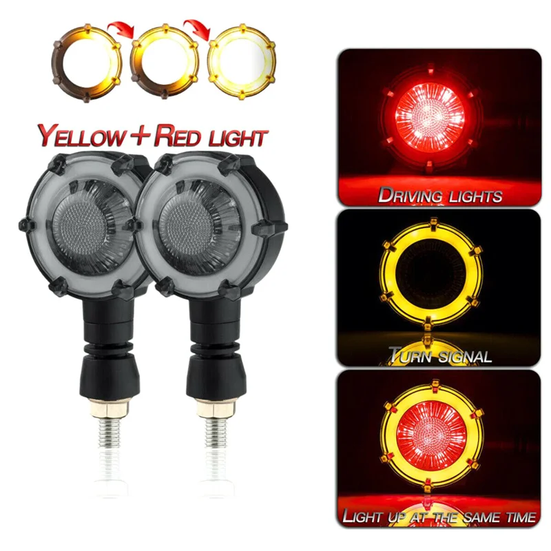 1PCS Motorcycle Modification LED Two-color Flowing Water Turn Signal Signal Indicator Prince Whirlpool Cornering Light