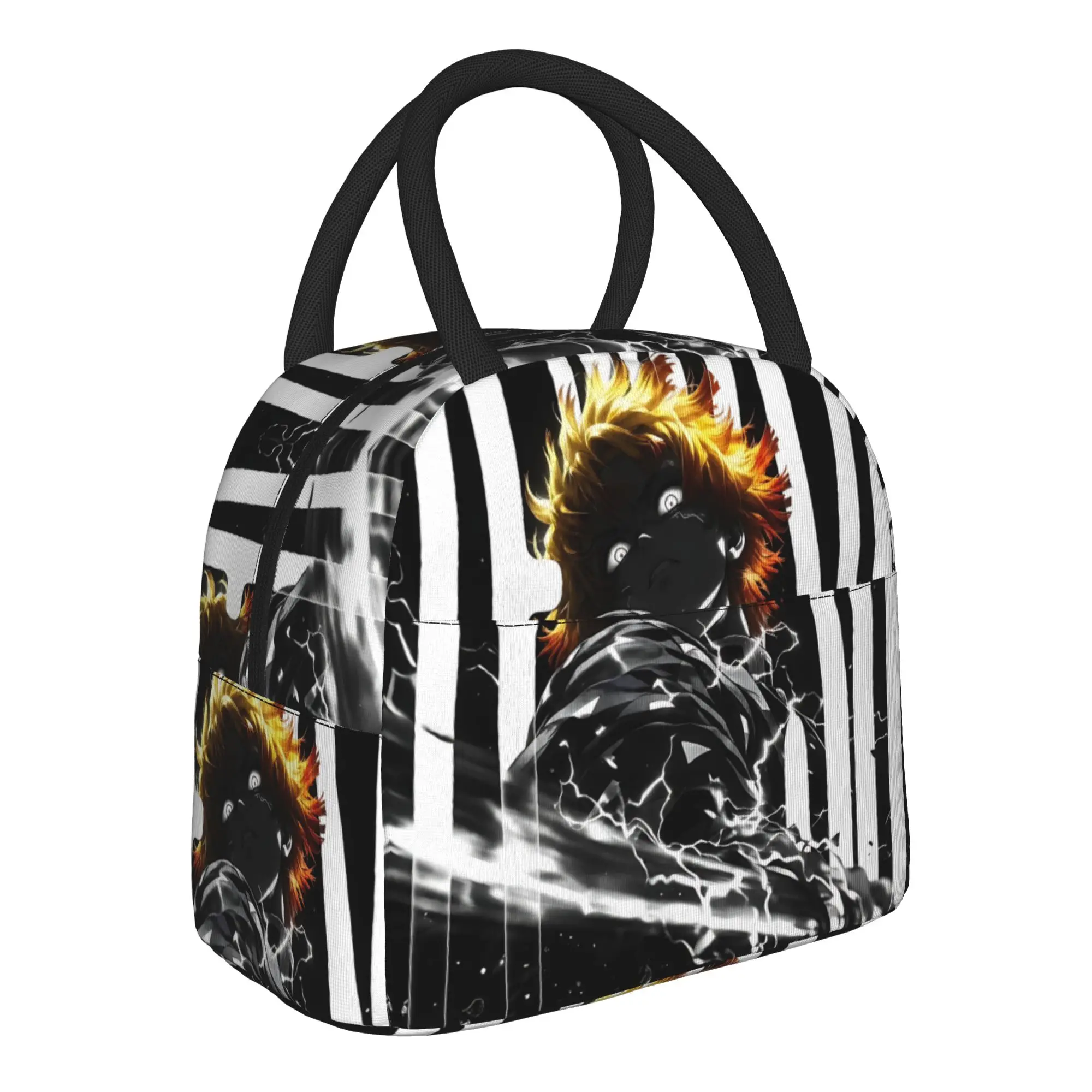 Halloween Demon Slayer Insulated Lunch Bag Insulation Bento Pack Rice Bag  bolsa Student Bento Lunch Handbag Insulation