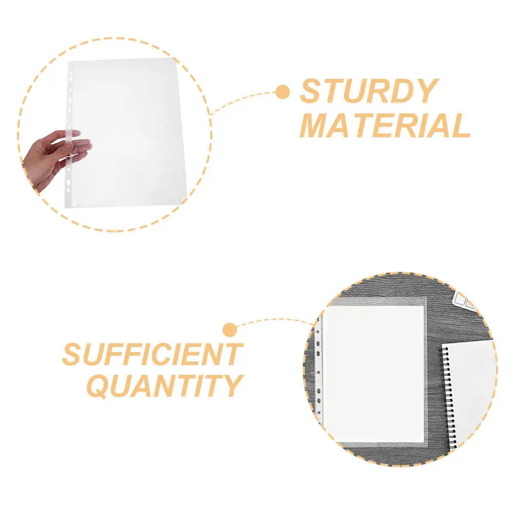 100Pcs Binder Sleeves Heavy Duty Clear Sheet Protectors for 11 Ring Binders Document Photo Paper Recipes Certificates School