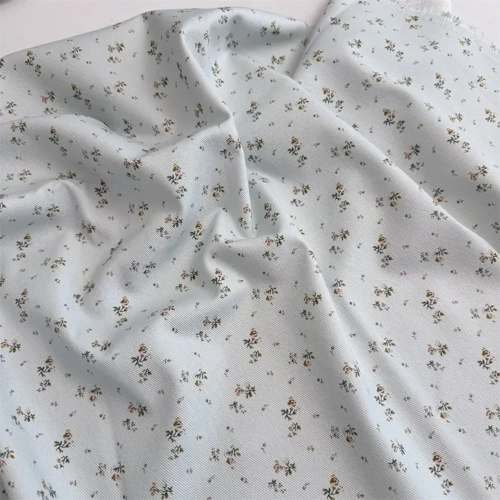 

Beige Checkered Floral Cotton Denim Fabric for Dress Shirt Tablecloth Curtain DIY Handmade Sewing Patchwork Material