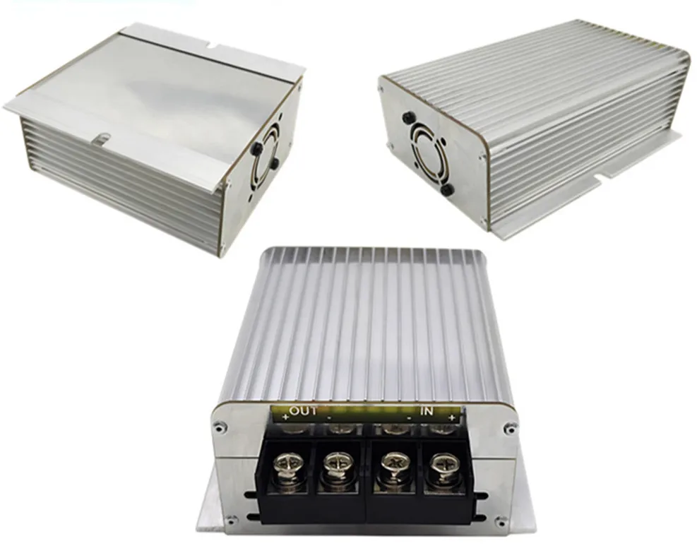 Waterproof 12V to 24V DC Converter 50A 1200W with Aluminum Housing for Heat Dissipation in Vehicle Installations