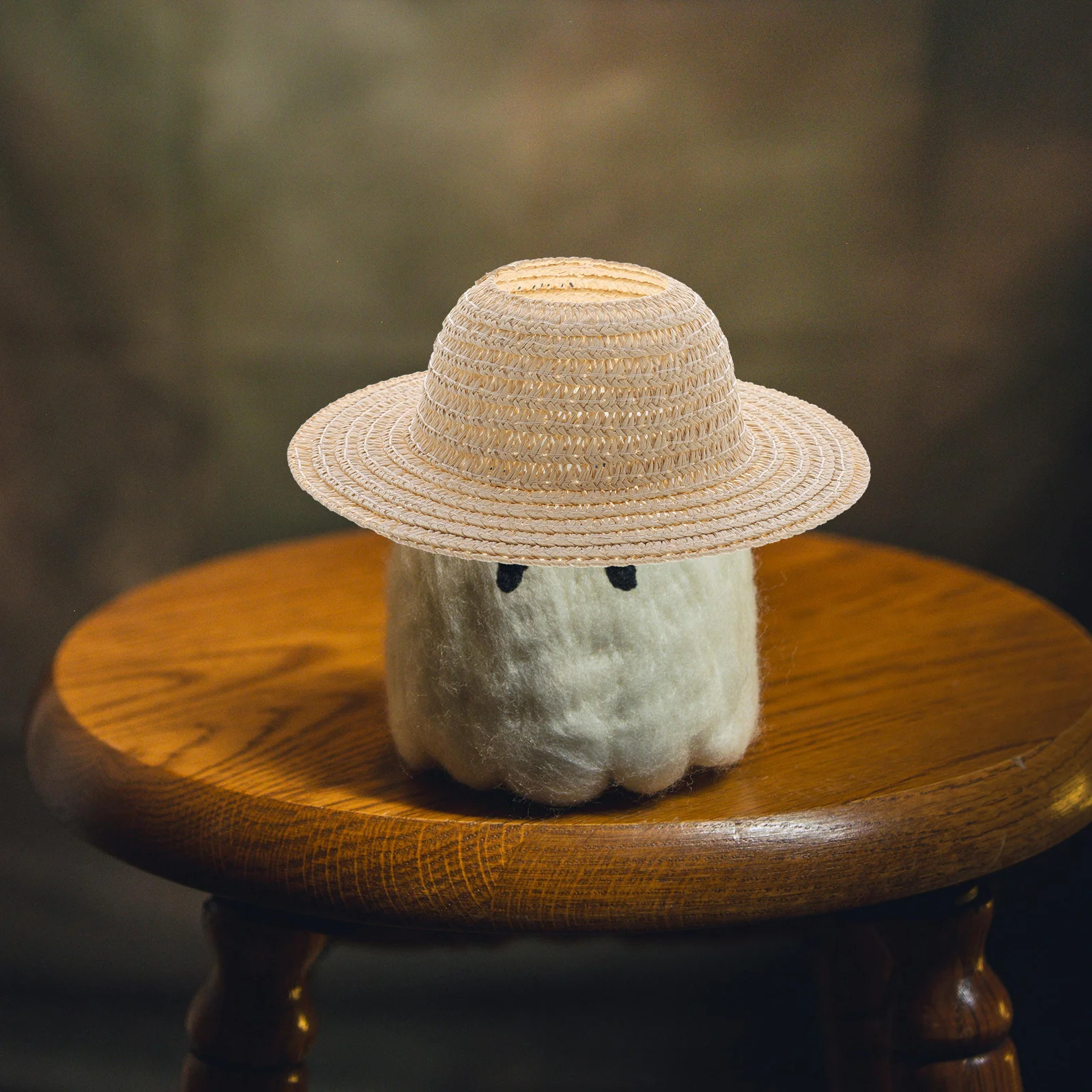 Miniature Straw Hats 13Cm Hand Knitted Hat For Sun Protection Summer Outings Dollhouse Party Decorations Accessories
