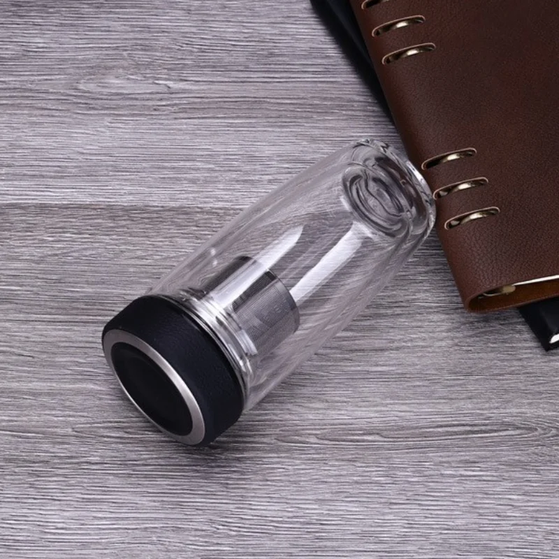 280/380/420Ml Transparent Double Wall Glass Water Bottle Tea Infuser Office Tea Cup Stainless Steel Filters Travel Drinkware