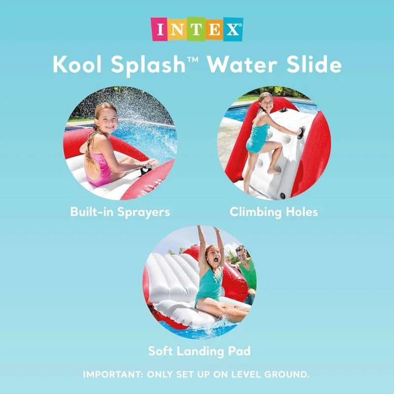 Intex Kool Splash Nadmuchiwane zjeżdżalnia wodna Centrum zabaw do basenu na świeżym powietrzu i podwórka z wbudowanym opryskiwaczem i uchwytami