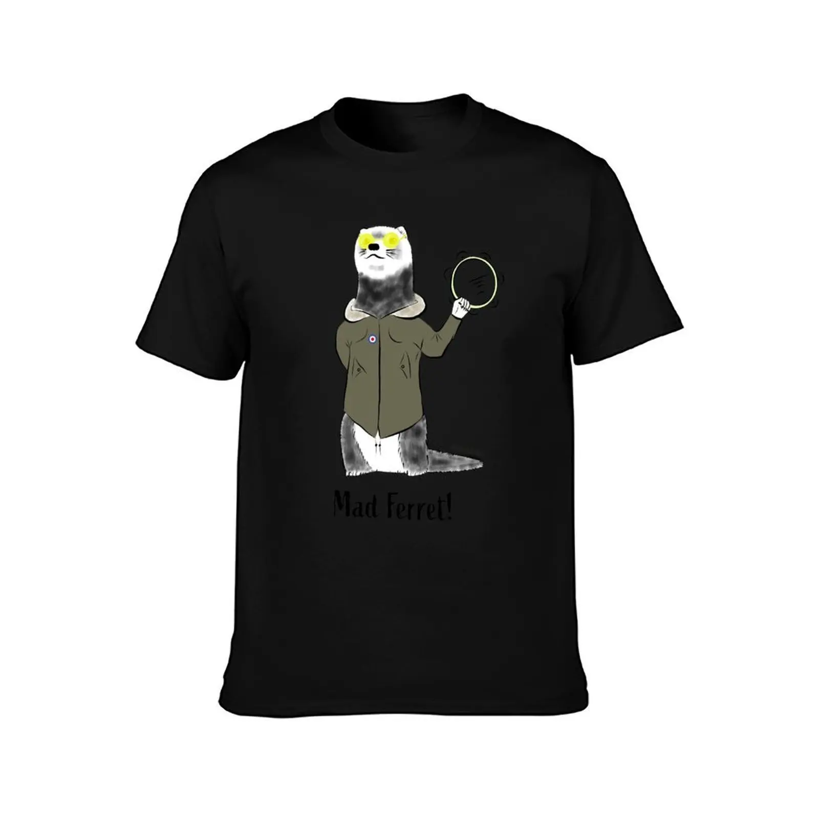 Novelty Oasis Mad Ferret T-Shirt, Summer Casual Cotton Tee, Oversized Streetwear Tops, Vintage Graphic Print, Unisex Men Women