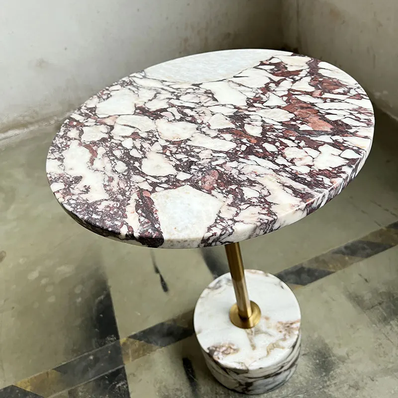 Customized D 40 x H 55CM Italian Natural Luxury Stone Calacatta Viola Violet Marble Minimalist Coffee Side Table