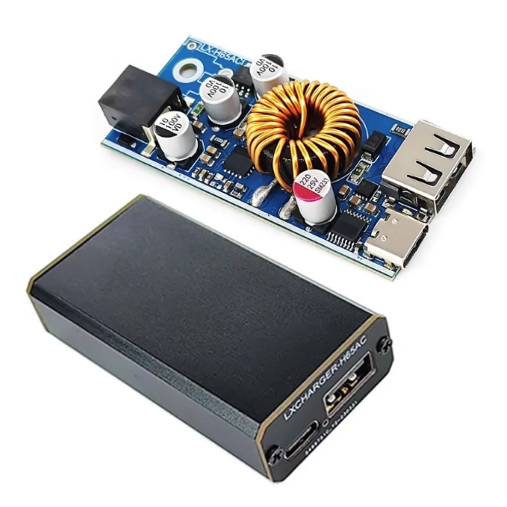 PD65W PD/QC3.0 QC2.0 Double USB Type-C Mobile Phone Quick Charge Adapter DC12-96V Step Down Module XT60 XT90 EC5 To 5V Connector