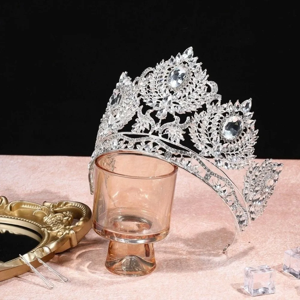 Bar Mitzvah Crown Baroque Crystal Crown Hair Hoop Korean Style Metal Prince Crowns Hair Accessories Headband Round Tiaras