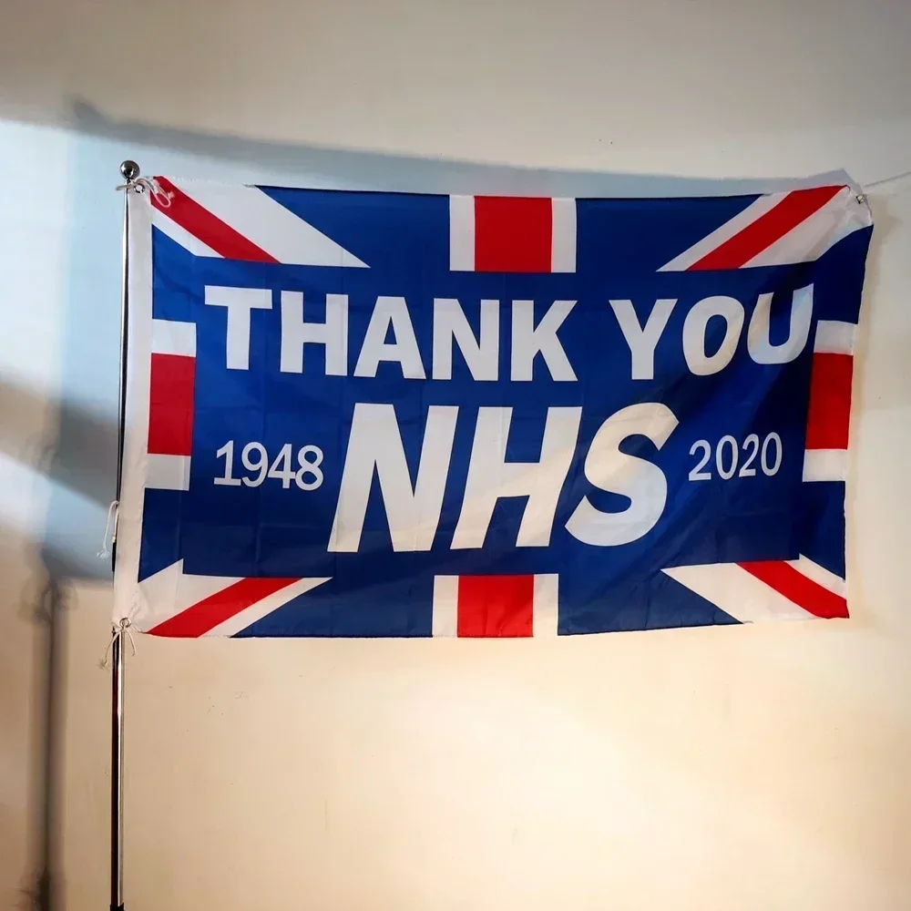 

British NHS Thank You Rainbow Flag 90x150cm Polyester Outdoor Garden Wall Hanging Pride Decor