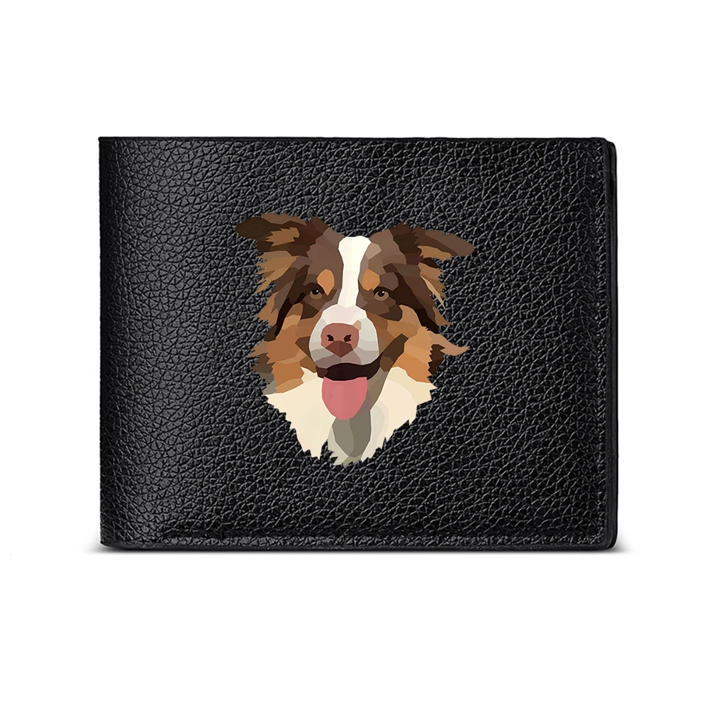 Australian Shepherd Dog Face Design Men's Wallet Card Holder Casual Business Fashion Print Style Accessory