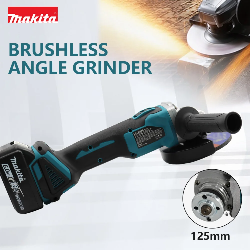 Makita 가변 속도 브러시리스 전기 앵글 연마기 연마기, 커팅 전동 공구, 18V, 100mm, 125mm, DGA404