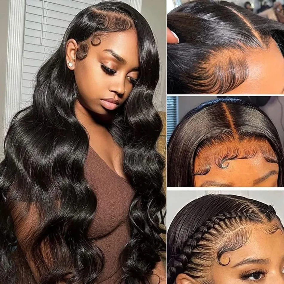 Boby Wave Human Hair Wigs 13x6 HD Transparent Lace Front Wig Human Hair 13x4 For Women Brazilian Virgin Lace Frontal Wig 250% Density Pre Plucked Black 40 Inch Glueless Wigs