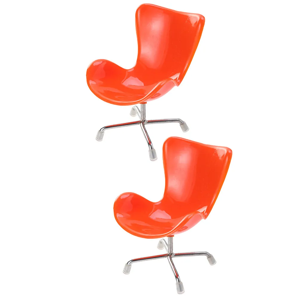 

2Pcs Adorable Miniature Chair Set for Dollhouse Decor Realistic Metal Plastic Mini House Accessory Lightweight Portable Vivid