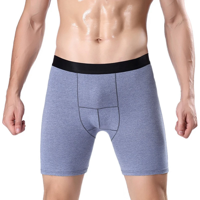 Calcinha masculina de tamanho grande, roupa íntima, perna longa, boxer, cintura média, alongada, esportes, confortável, respirável