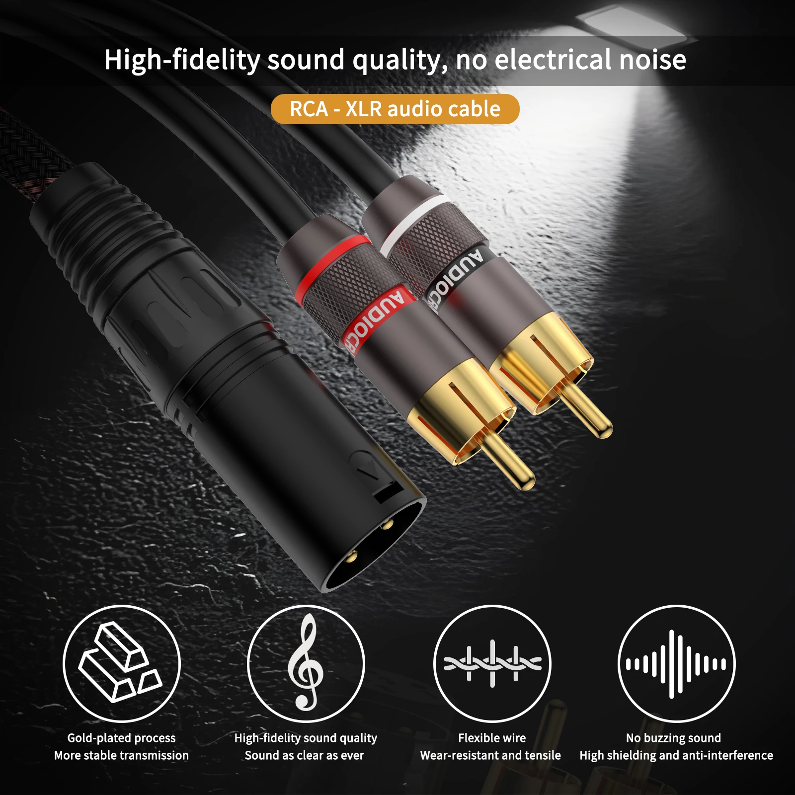 

HiFi 6N OFC XLR to 2RCA Audio Cable, Professional XLR Male Female to Dual RCA Adapter Cord for Microphone Speaker Hi-End System