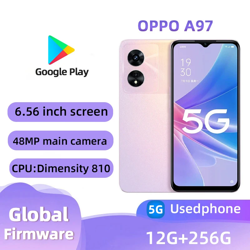 OPPO A97 5G SmartPhone CPU MTK Dimensity 810 6.58inch 90hz refresh rate 48MPCamera 5000mAh used phone