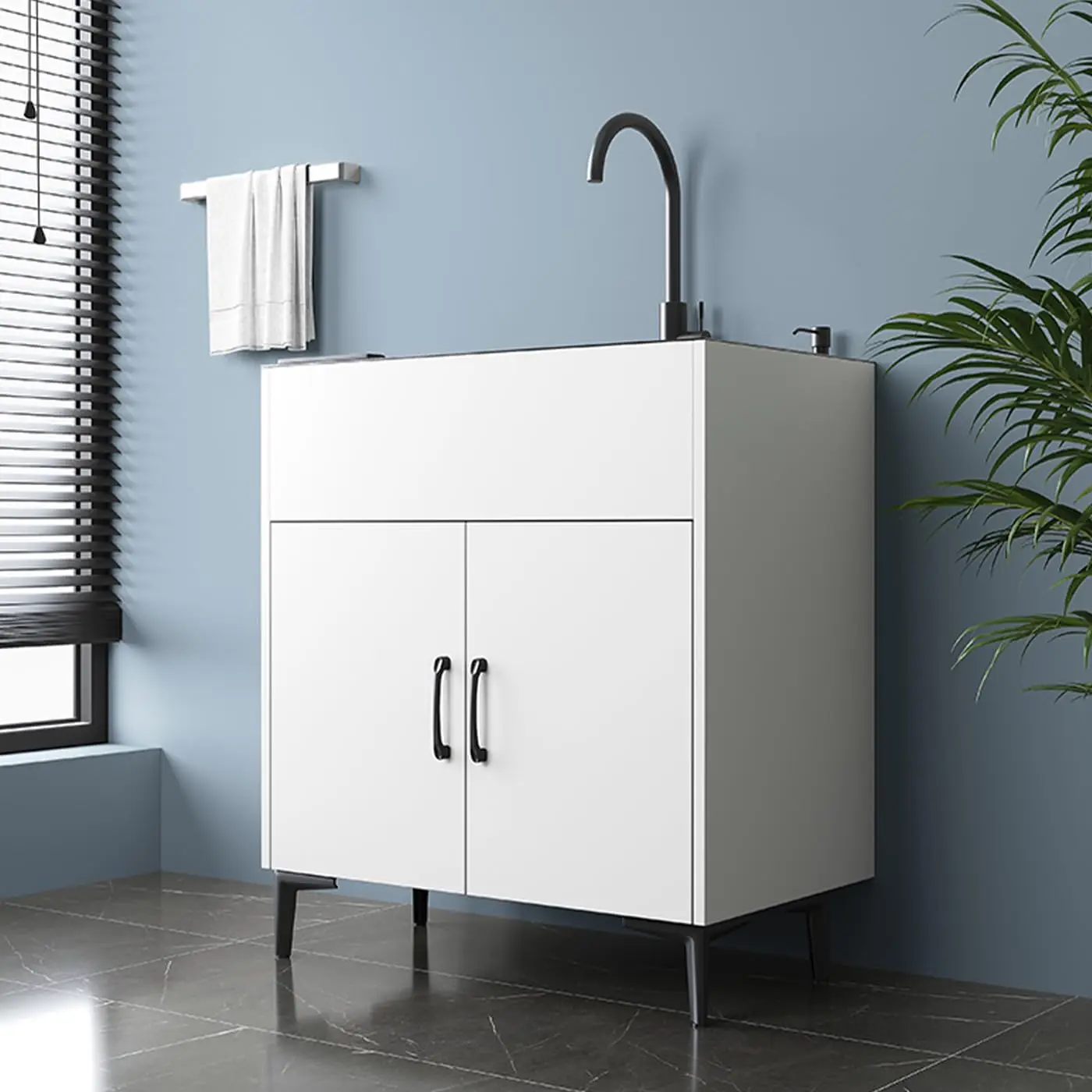 

30" Laundry Utility Sink with Cabinet, Dual Utility Sink with Pull-Out Faucet, Laundry Cabinet with Stainless Steel , Customized