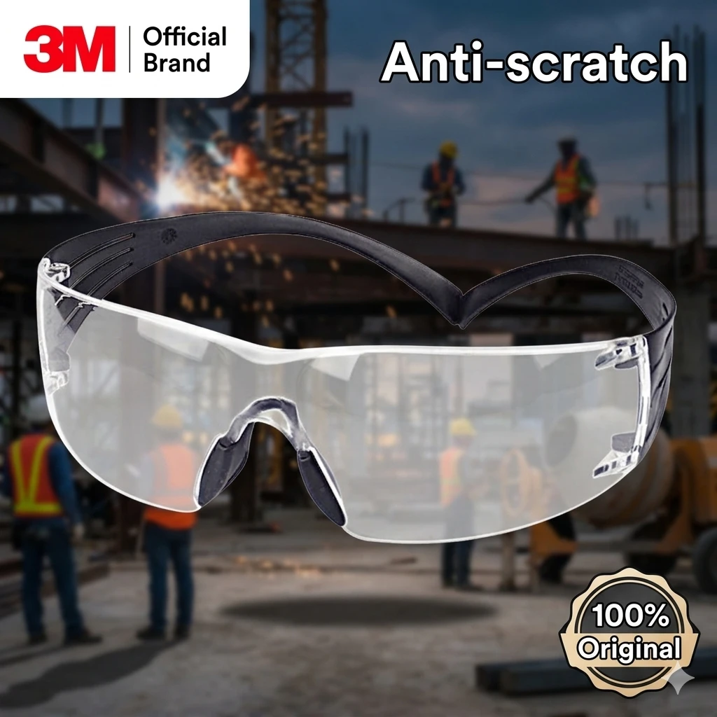3M SF301AS Safety Glasses SecureFit 300 Clear Anti-Scratch Lens Anti-UV Lightweight Eye Protection Goggles for Work Men Women