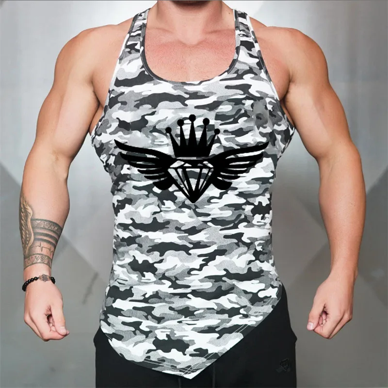 Brand fitness abbigliamento uomo nuova estate camouflage senza maniche running sports leisure vest felpa in cotone sciolto da uomo