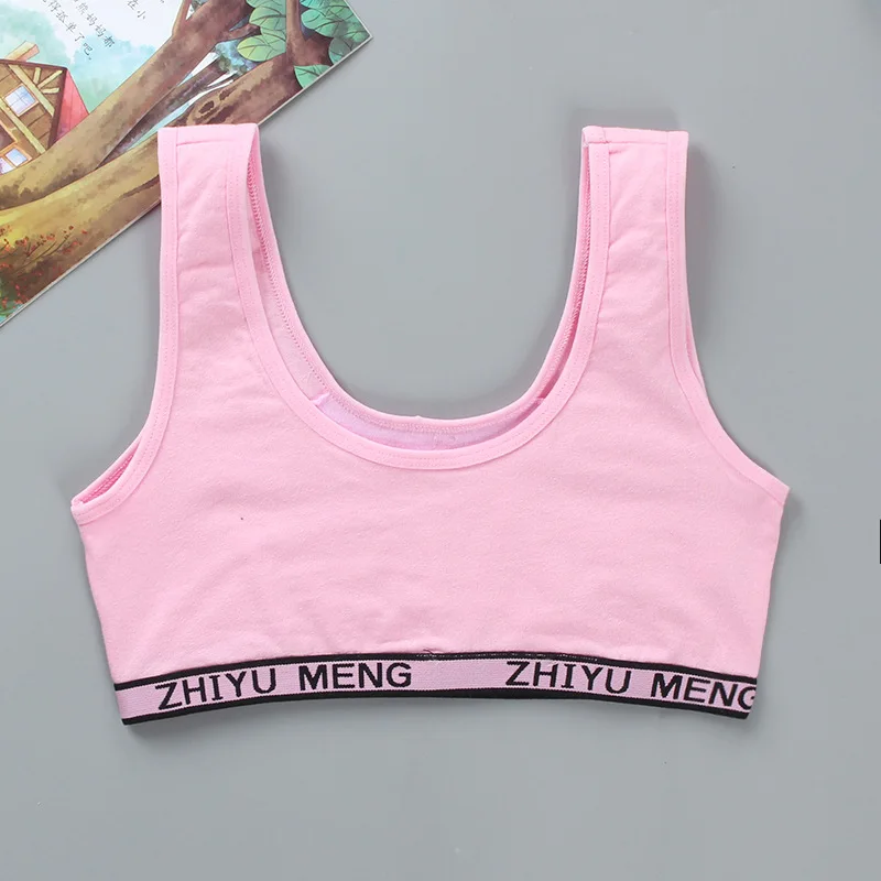 8-18 Years Cotton Teen Girl Training Bra Puberty Adolescent Vest Wireless Children Tank Tops Dropshipping KF020