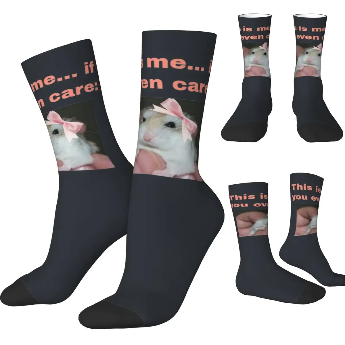 

This Is Me If You Even Care Sad Hamster Sock Spring Stockings Vintage Men Breathable Socks Design Outdoor Sports Anti-Slip Socks