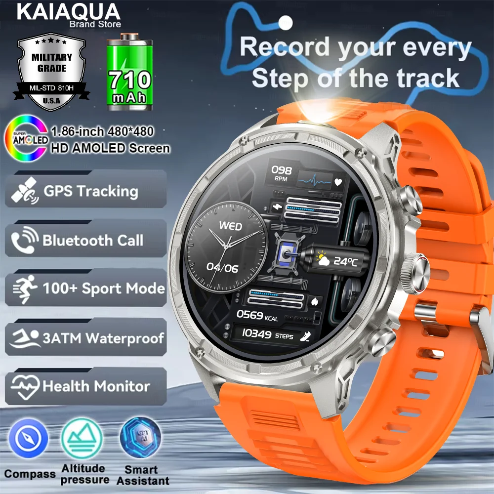 

GPS Smart Watch AMOLED 710Mah 3ATM Waterproof Fitness tracking Bluetooth Call Professional Outdoor Sports Smartwatch Men Women