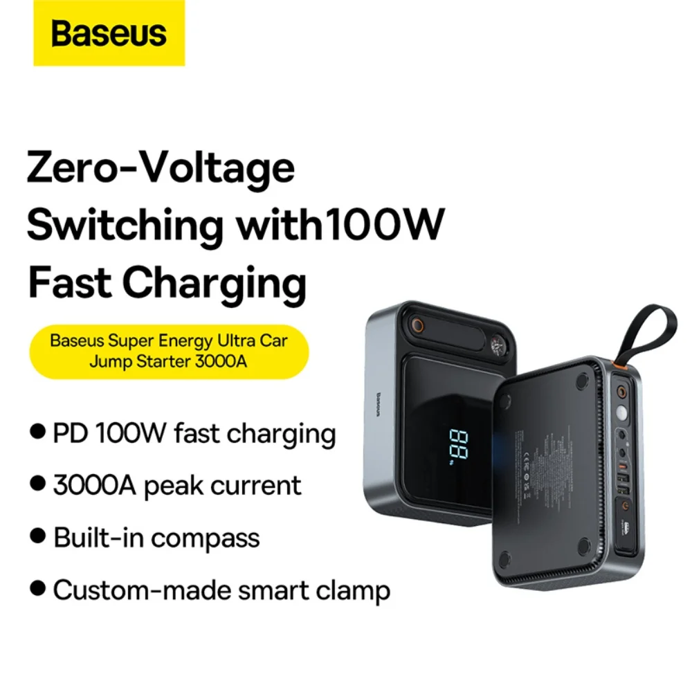 Baseus Car Jump Starter 3000A 26800mAh Car Starting Device Power Bank With PD 100W Fast Charging Car Battery Charger Booster